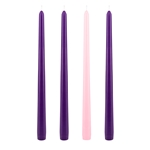 4 pcs 12" Unscented Advent Taper Candle - Asst