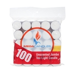 Mega Candles - 50 pcs Unscented Jumbo Tea Light Candle in Bag - White