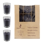 12 pcs Unscented Poured Votive Glass Container Candle in Box - Black