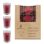 12 pcs Unscented Poured Votive Glass Container Candle in Box - Red