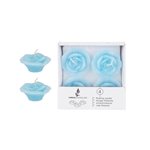 4 pcs 2" Unscented Floating Flower Candle in White Box - Light Blue