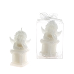 Baby Angel on Square Column Candle in Clear Box - White