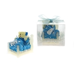 Teddy Bear in Bed Candle in Clear Box - Blue