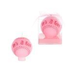 Baby Baseball Candle in Gift Box - Pink