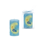 Baby Sleeping with Stars Pillar Candle - Blue