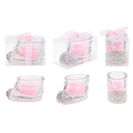 Glass Baby Shoe Scented Candle in Gift Box - Pink