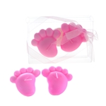 Baby Footprints Floating Candle in Clear Box - Pink
