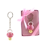 Mega Favors - Baby Pacifier Poly Resin Key Chain in Gift Box - Pink