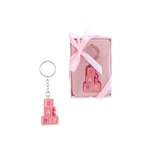Mega Favors - Baby Blocks with Teddy Bear Poly Resin Key Chain in Gift Box - Pink