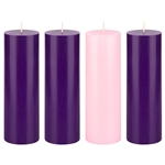 Mega Candles - 4 pcs 3" x 9" Unscented Advent Pillar Candle - Assorted