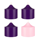 4 pcs 3” x 3” Unscented Advent Bell Top Pillar Candle - Asst