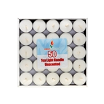 50 pcs Unscented Tea Light Candle in Box - White