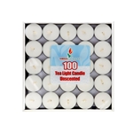 Mega Candles - 100 pcs Unscented Tea Light Candle in Box - White