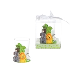 Safari Animals Poly Resin Candle Set in Gift Box - White