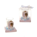 Angel Praying on Clouds Poly Resin Candle Set in Gift Box - Pink