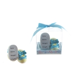 Mega Favors - Pair of Baby Shoe Poly Resin in Gift Box - Blue
