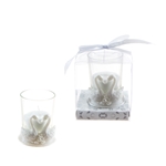 Pair of Swans Poly Resin Candle Set in Gift Box - White