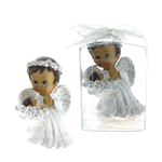 Mega Favors - Ethnic Baby Angel Praying Next to Infant in Clear Box - Blue