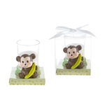 Baby Monkey Poly Resin Candle Set in Gift Box - White