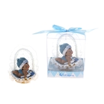 Mega Favors - Ethnic Baby Crawling in Basket Poly Resin in Gift Box - Blue