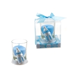 Baby Bottle Poly Resin Candle Set in Gift Box - Blue