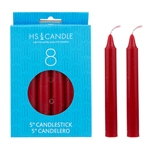 HS Candles - 8 pcs 5" Unscented Household Taper Candle - Red