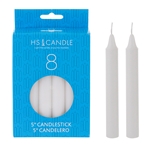 8 pcs 5" Unscented Household Taper Candle - White
