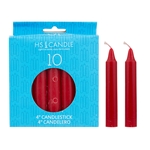 HS Candles - 10 pcs 4" Unscented Household Taper Candle - Red