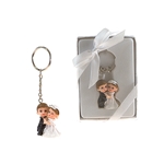 Mega Favors - Baby Wedding Couple Poly Resin Key Chain in Gift Box - White