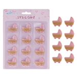 Mega Crafts - 12 pcs Baby Carriage Poly Resin Embellishments - Pink