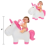 Mega Favors - 6" Baby Sitting on Unicorn Poly Resin - Pink