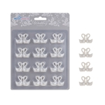 Mega Crafts - 12 pcs Double Swans Poly Resin Embellishments - White