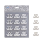 Mega Crafts - 12 pcs Double Swans Poly Resin Embellishments - White