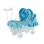 Mega Favors - 12" Baby Wicker Carriage - Blue