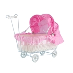 Mega Favors - 12" Baby Wicker Carriage - Pink