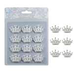 Mega Crafts - 12 pcs Crown with Rhinestones Poly Resin Embellishments - White