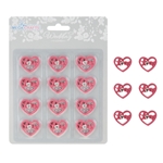Mega Crafts - 12 pcs Hearts with Love Poly Resin Embellishments - Fuchsia