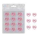 Mega Crafts - 12 pcs Hearts with Love Poly Resin Embellishments - Pink