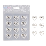 Mega Crafts - 12 pcs Hearts with Love Poly Resin Embellishments - White