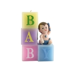 Baby Sitting on Blocks Candle - Blue