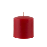 3" x 3" Unscented Round Glazed Pillar Candle - Red