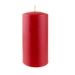 3" x 6" Unscented Round Glazed Pillar Candle - Red