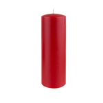 3" x 9" Unscented Round Glazed Pillar Candle - Red