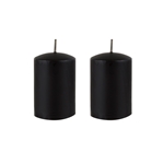 Azure Candles - 2" x 3" Unscented Round Glazed Pillar Candle - Black