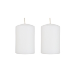 2" x 3" Unscented Round Glazed Pillar Candle - White