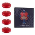 Azure Candles - 4 pcs 3" Unscented Glazed Floating Disc Candle - Red