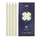 12 pcs 12" Unscented Glazed Straight Taper Candle - Ivory