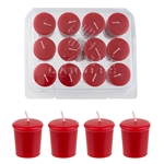 12 pcs 15 Hours Unscented Glazed Votive Candle in PVC Tray - Red