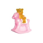 Mega Candles - 14" Teddy Bear Riding on Toy Rocking Horse Candle - Pink