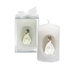 Mega Candles - 2" x 4" Ethnic Sweet 16 Lady Poly Resin Pillar Candle in Clear Box - White